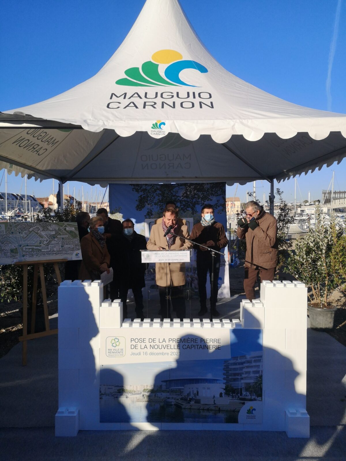 Pose de la 1ère Pierre de la nouvelle capitainerie de Carnon